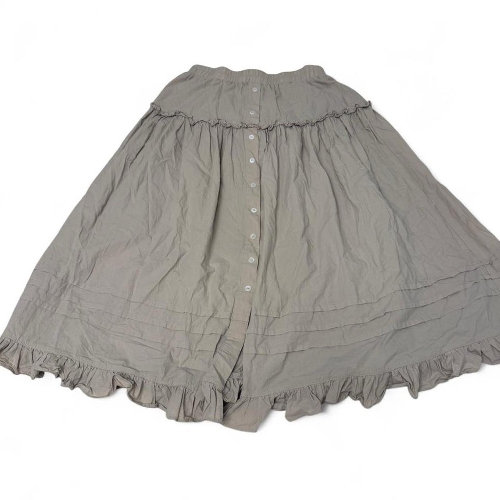 Women's Ruffled Button-Front Maxi Skirt in beige